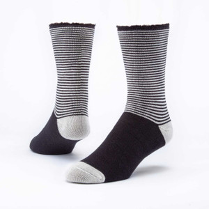 Black striped organic cotton recovery socks.