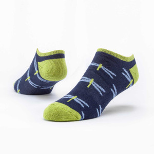 Dragonfly navu patterned organic cotton biodiversity footie sock.