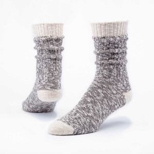 Heathered chestnut color organic cotton Ragg socks.