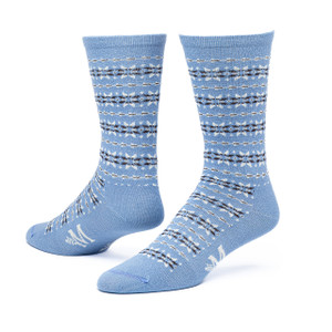 Organic Cotton Patterned Crew socks in snowflake blue.