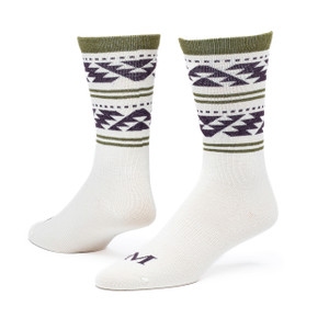 Organic Cotton Patterned Crew socks in geometric stripe natural.