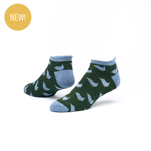 Organic Cotton Tab Footie Socks in pattern bird.