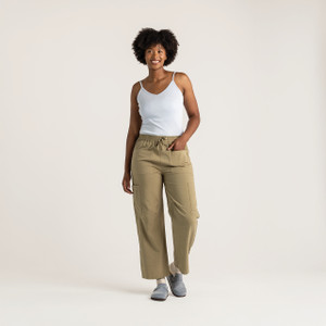 Full body front view of 100% Organic Cotton Workwear Pant in bay.