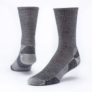 Black organic wool urban hiker crew socks.