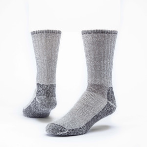 Black organic wool mountain hiker socks.
