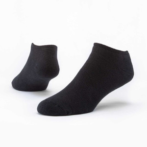 Black solid color organic cotton footie socks.