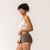 Front close up side view of model wearing organic cotton essentials - women's boyshort 2 pack in color sable.