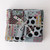 Moon rise block print cotton duvet and sham set folded top view.