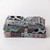 Moon rise block print cotton duvet and sham set folded side view.