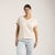 Front view of model wearing organic cotton slouch tee in natural.