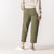 Back view of model wearing cropped sweatpant in bay.