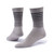Photo of organic cotton trouser socks in color grey/black stripes.