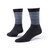 Photo of organic cotton trouser socks in color black/blue stripes.