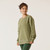 Front view of model wearing organic cotton classic crew sweatshirt in bay.