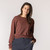 Front view of model wearing 100% Regenerative Organic Certified® Cotton - Classic Long Sleeve Tee in masala.