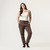 Full body view of model wearing organic cotton classic sweatpant in chocolate.