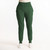 Front view of model wearing organic cotton fleece jogger in pine