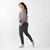 Full body side view of model wearing organic cotton fleece jogger in pepper.