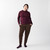Full body front view of model wearing organic cotton fleece jogger in color chocolate
