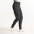 Close up side view of model wearing organic cotton fleece jogger in pepper.