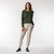 Full body front view of model wearing organic cotton fleece jogger in color pearl.