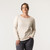 Full body front view of model wearing organic cotton layering tee in color pearl