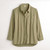Front flat lay of organic cotton button down shirt in color bay.