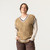 Front view of model wearing 100% Regenerative Organic Certified® Cotton sweater vest in color khaki.