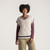 Front view of model wearing 100% Regenerative Organic Certified® Cotton sweater vest in color pearl.