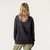 Close up back view of model wearing 100% Regenerative Organic Certified® Cotton  V-Neck Sweater in color pepper.
