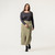 Front view of model wearing 100% organic cotton surplus skirt in color bay.