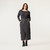 Front view of model wearing 100% organic cotton surplus skirt in color pepper.