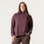 Front view of model wearing 100% Regenerative Organic Certified® Cotton Funnel Neck Top in color plum.