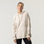 Front view of model wearing 100% Regenerative Organic Certified® Cotton Classic Hoodie in color pearl.