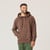Front view of model wearing 100% Regenerative Organic Certified® Cotton Classic Hoodie in color chocolate.