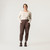 Full body front view of model wearing 100% organic cotton surplus pant in color chocolate.