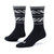 Organic Cotton Patterned Crew socks in geometric stripe black.