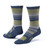 Organic Cotton Patterned Crew socks in heirloom stripe navy.