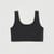 Flat lay of organic cotton scoop bralette in color black.