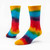Colorful tie-dyed organic cotton hand dyed crew socks.