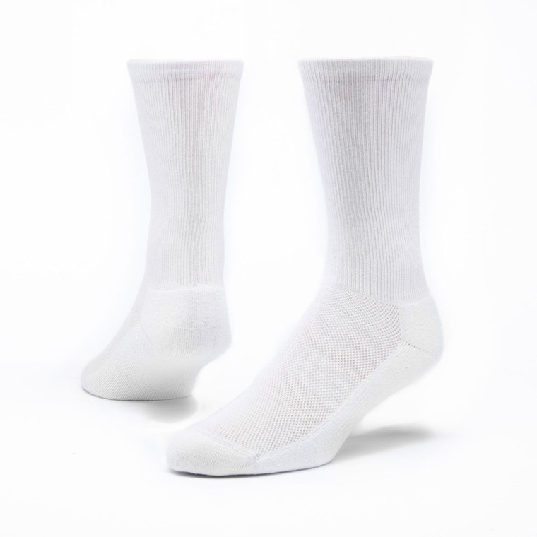 White organic cotton crew sport socks.