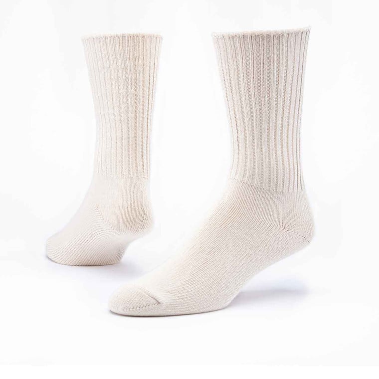 Natural organic cotton classic crew socks.
