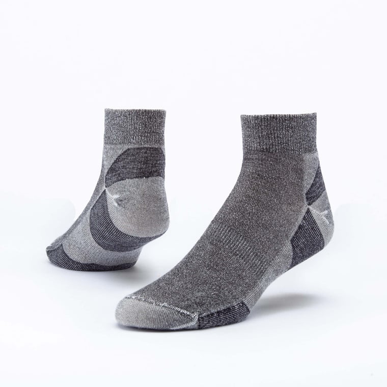 Black organic wool urban hiker ankle socks.