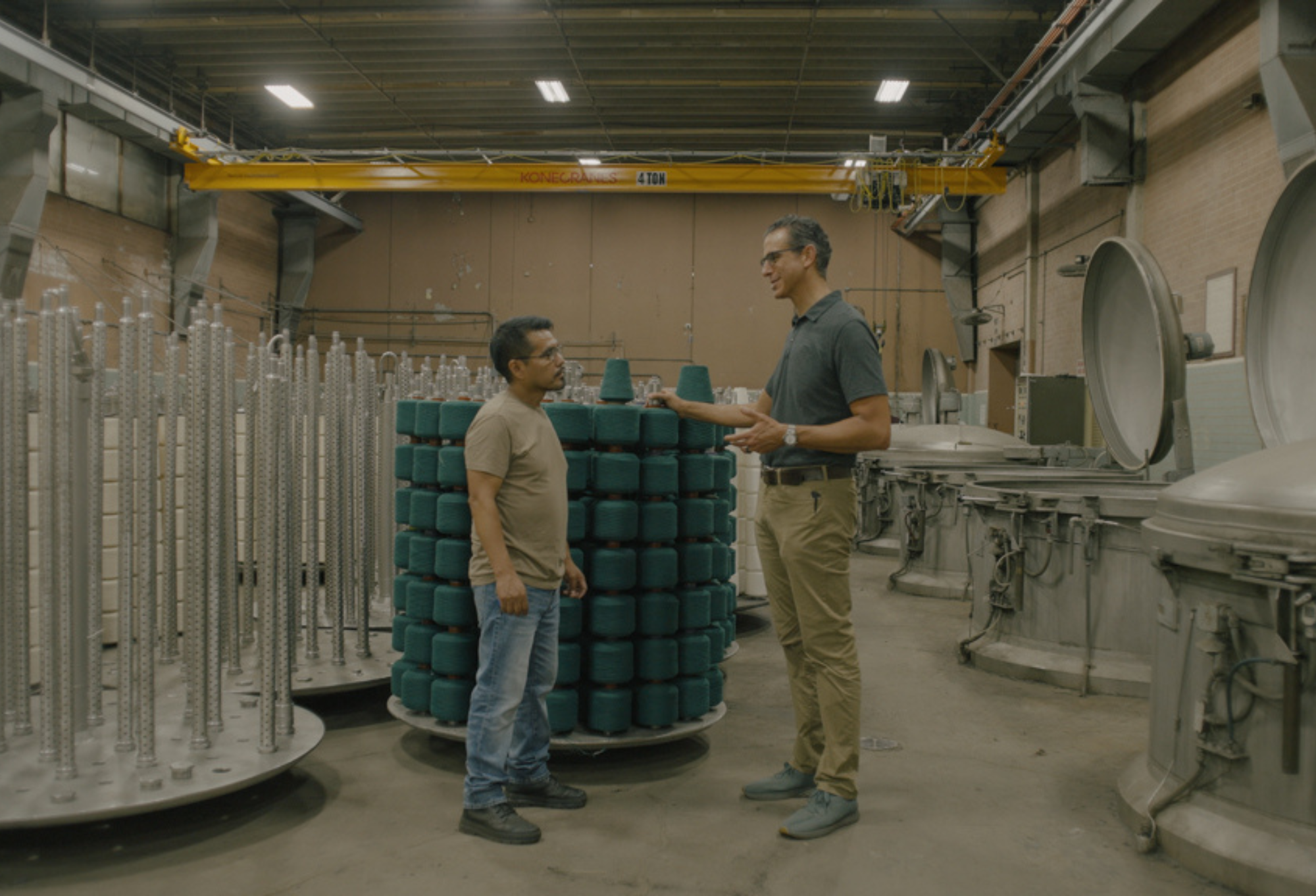 Dyeing organic cotton socks in the USA for Maggie's Organics