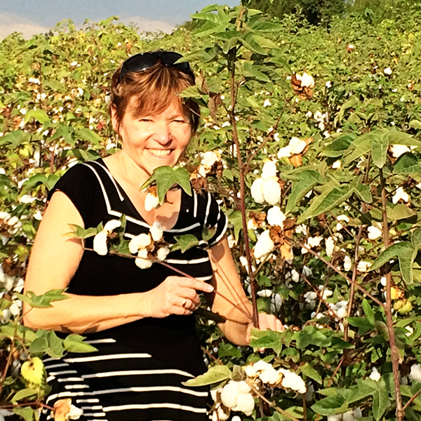 Bena in a field of organic cotton.